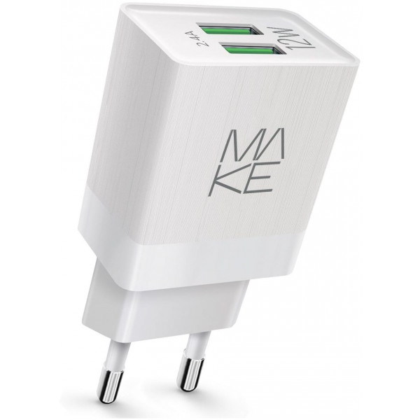 Фото - Уценка - Сетевое зарядное устройство MAKE 12W 2.4A+2.4А White (MCW-221WH) Фото - Уценка - Сетевое зарядное устройство MAKE 12W 2.4A+2.4А White (MCW-221WH)