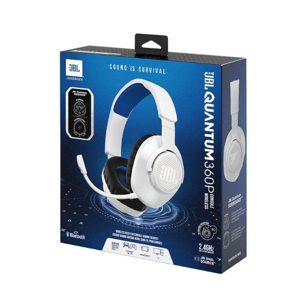 Фото - Гарнитура беспроводная игровая JBL Quantum 360P White/Blue (JBLQ360PWLWHTBLU)