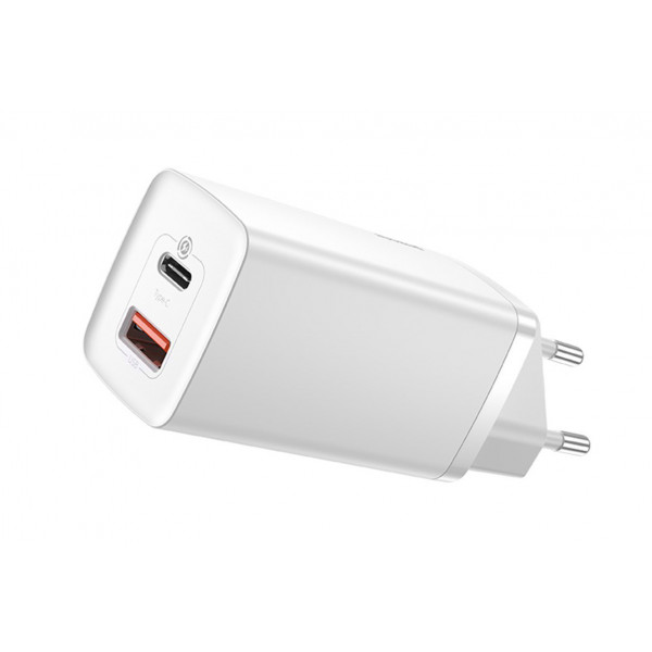 Фото - Мережевий зарядний пристрій Baseus GaN2 Lite Quick Charger C+U 65W EU White (CCGAN2L-B02)