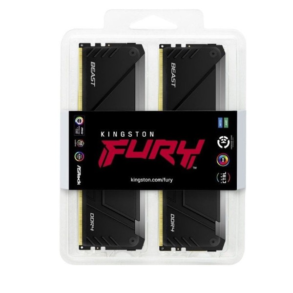 Фото - Пам'ять DDR Kingston DDR4 16GBx2/3200 FURY Beast RGB (KF432C16BB12AK2/32)