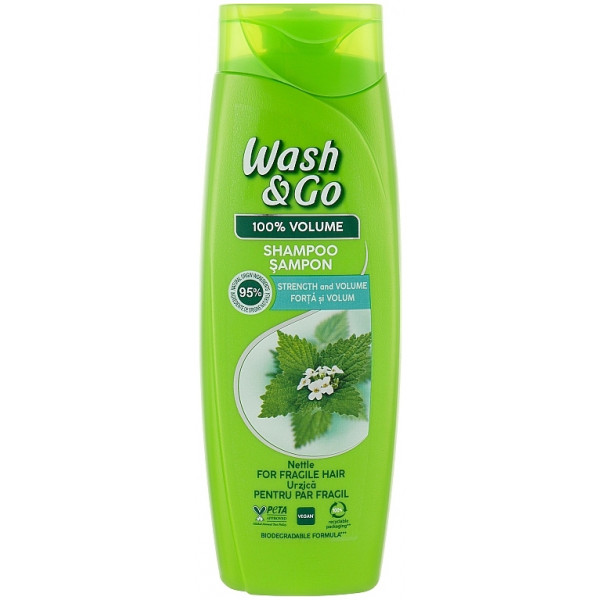 Фото - Шампунь жіночий Wash&Go з екстрактом кропиви для ламкого волосся 360 мл (8008970056838)