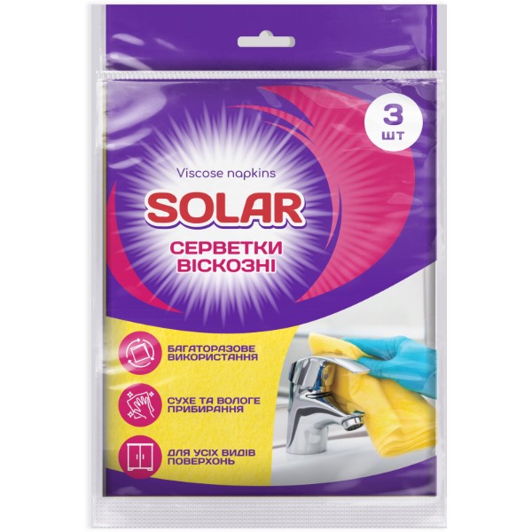 Фото - Серветка побутова Solar 3 шт. (4820269930162)