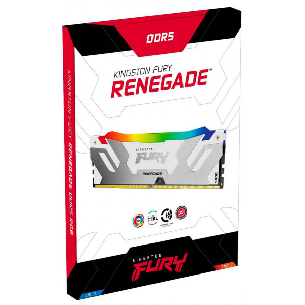 Фото - Пам'ять DDR Kingston Fury Renegade White/Silver DDR5 6400MHz 16GB (KF564C32RWA-16)