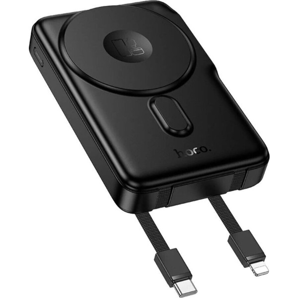 Фото - Батарея мобильная HOCO Q48 Core PD20W Magnetic з каб. Type-C + Lightning и подставкой 10000 mAh Black (715108)