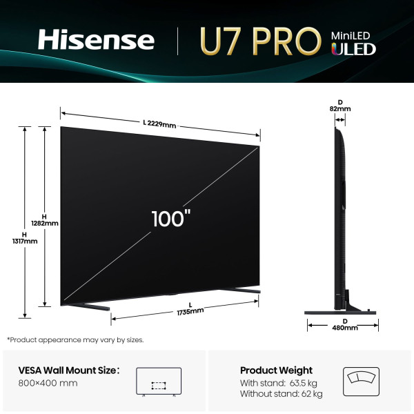 Фото - Телевізор Hisense 100U7Q PRO