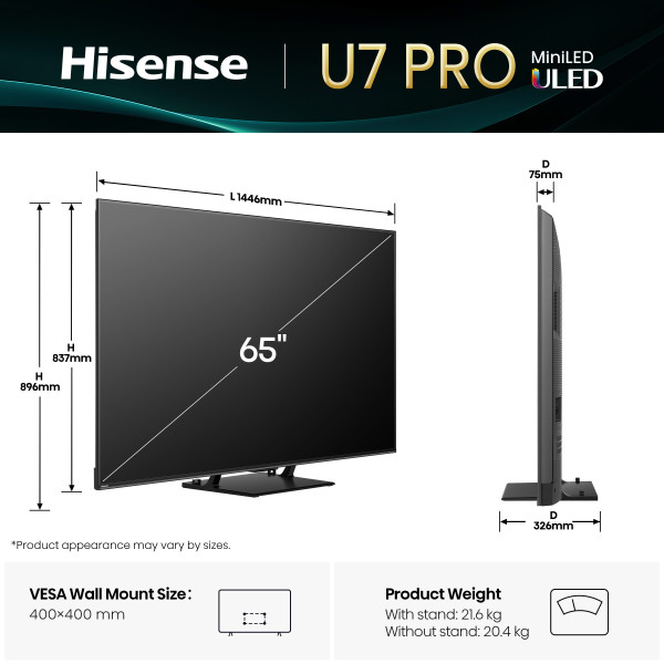 Фото - Телевізор Hisense 65U7Q PRO