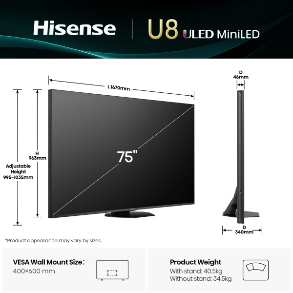 Фото - Телевізор Hisense 75U8Q