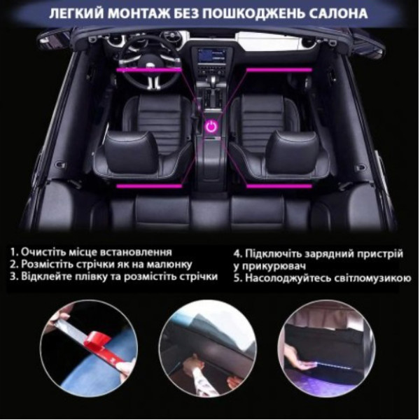 Фото - Светодиодная лента для авто UFT с микрофоном пультом и подключением в прикуриватель (UFTLS4)