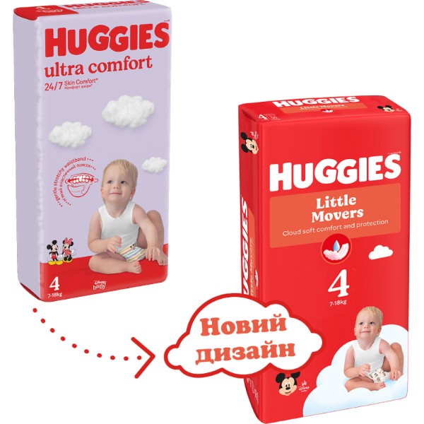 Фото - Одноразовые подгузники Huggies Little Movers Размер 4 (7-18 кг), 50 шт. (5029053567587)