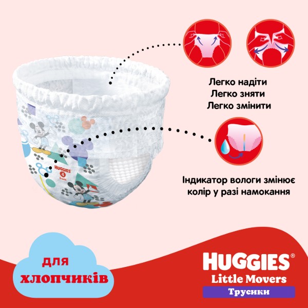 Фото - Одноразовые подгузники-трусики Huggies Little Movers Размер 6 (15-25 кг) для мальчиков, 60 шт.(2*30 шт.) (5029053564142)