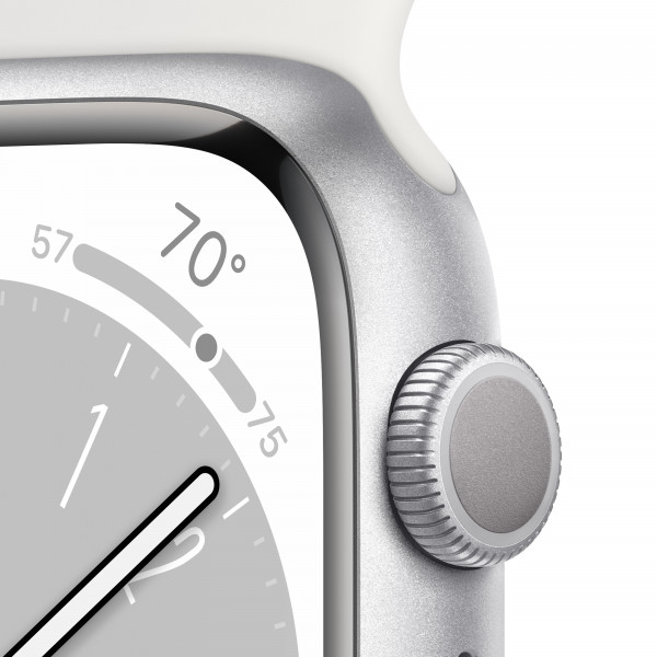 Фото - Смарт-часы Apple Watch Series 8 GPS 45mm Silver Aluminium Case with White Sport Band