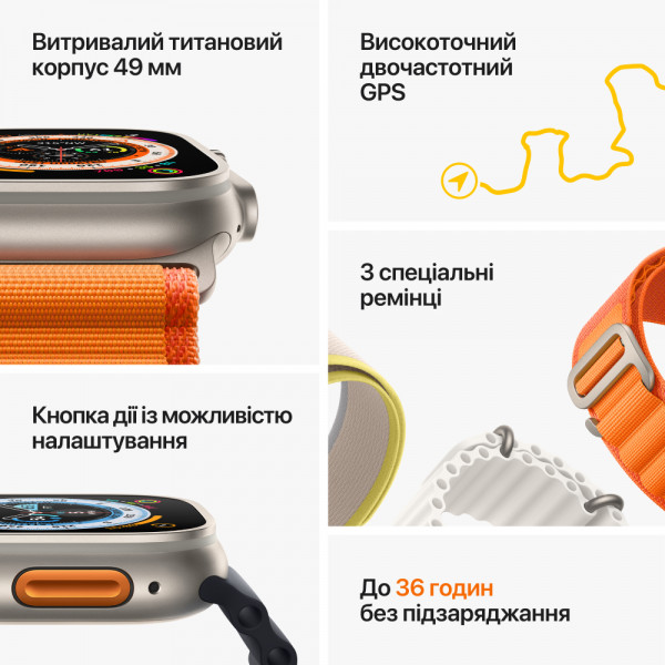Фото - Смарт-часы Apple Watch Ultra GPS 49mm Titanium Case with Yellow/Beige Trail Loop - M/L