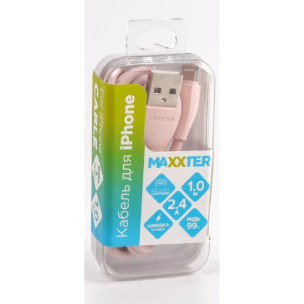 Фото - Кабель Maxxter USB-Lightning 1м Pink (UB-L-USB-01GP)