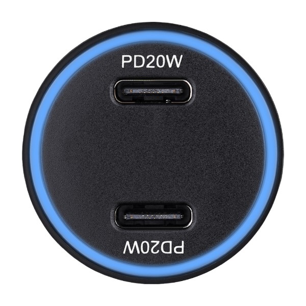 Фото - Автомобільний зарядний пристрій Winso PRO 40W 2xUSB-C LED Ring Metal (222040)