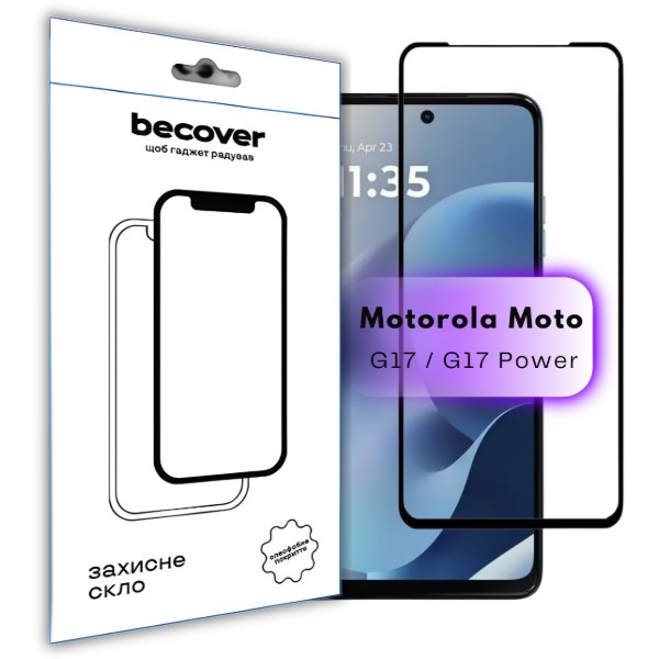 Фото - Защитное стекло для смартфона BeCover for Motorola Moto G17 / G17 Power Black (715137)