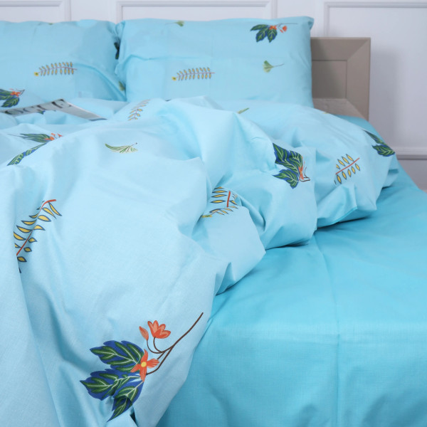 Фото - Комплект постільної білизни MirSon King Size 220х240 см Бязь 17-4736 Green leaves (2200008926236)