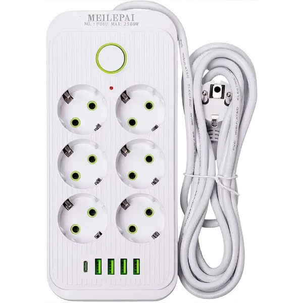 Фото - Сетевой фильтр UFT HP-5-25 2500Вт 6 р 5 USB 5 м White (LGHP-5-25)