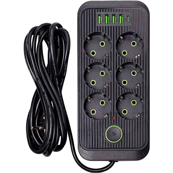 Фото - Мережевий фільтр UFT HP-5-26 2500Вт 6 р 5 USB 5 м Black (LGHP-5-26)