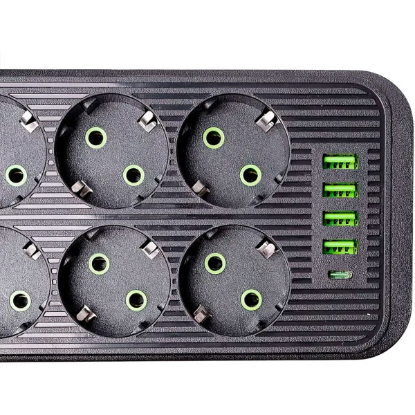 Фото - Мережевий фільтр UFT HP-5-30 2500Вт 8 р 4 USB 4.8 м Black (LGHP-5-30)