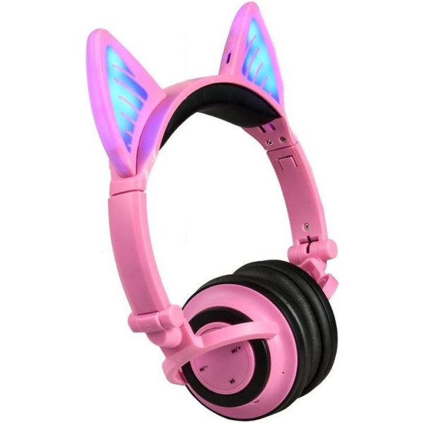 Фото - Навушники накладні бездротові UFT BL107 Pink з котячими вушками