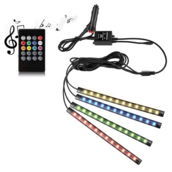 Фото - Светодиодная лента для авто UFT с микрофоном пультом и подключением в прикуриватель (UFTLS4)