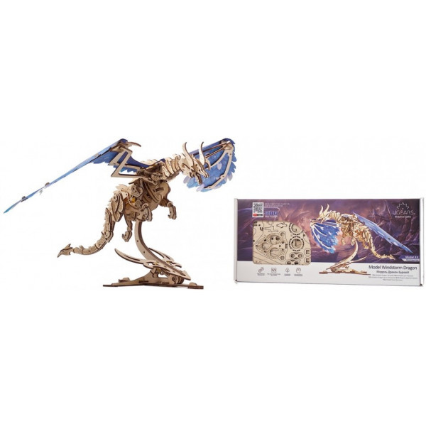 Фото - 3D пазли Ugears Дракон Ураган (70151)