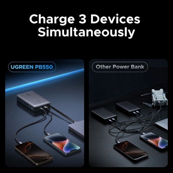 Фото - Батарея мобильная UGREEN 20000mAh PB550 67W Grey (55996B)