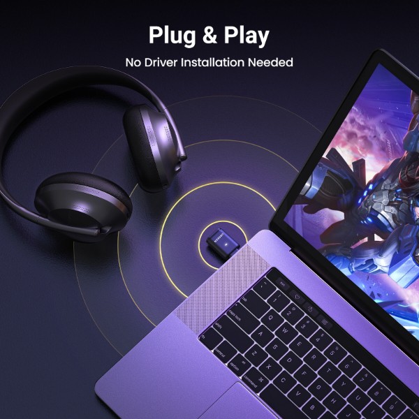Фото - Адаптер мережі Bluetooth USB UGREEN BT501 USB-C Bluetooth Transmitter Audio Black (45008)