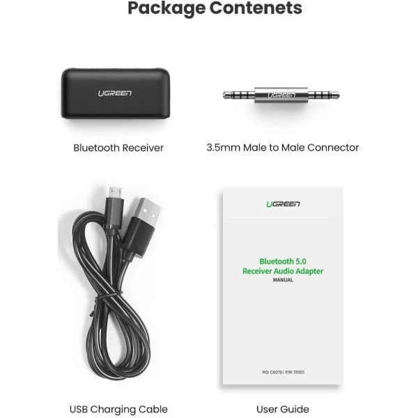 Фото - Адаптер мережі Bluetooth USB UGREEN CM276 Bluetooth 5.0 Receiver Audio Adapter (70303)