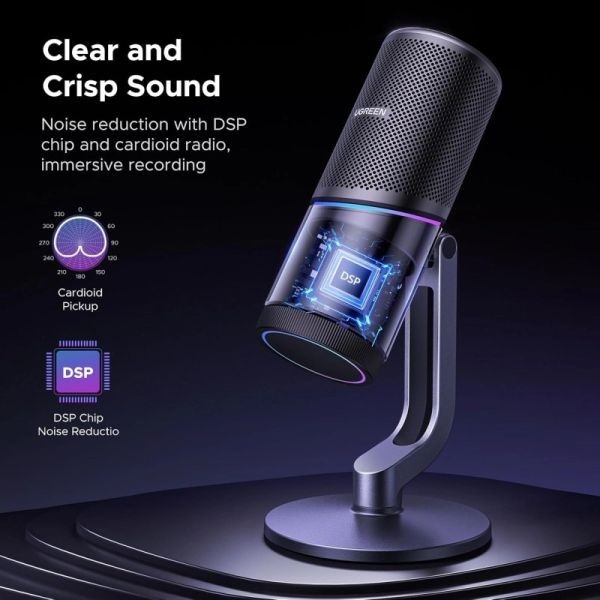 Фото - Микрофон для компьютера проводной UGREEN CM769 Desktop RGB (USB-A) Dark Gray (35629)