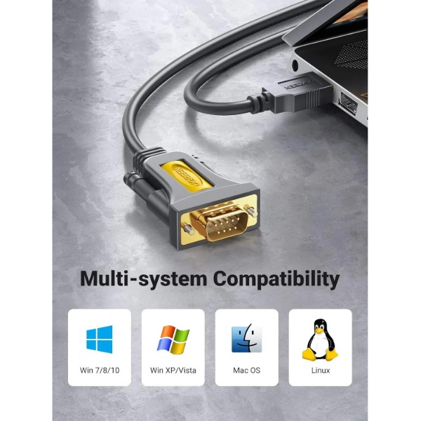 Фото - Кабель UGREEN CR104 USB to DB9 RS-232 Male Adapter Cable 2 м Black (20222)