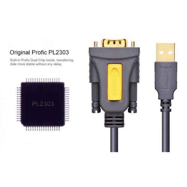 Фото - Кабель UGREEN CR104 USB to DB9 RS-232 Male Adapter Cable 1.5m Black (20211)