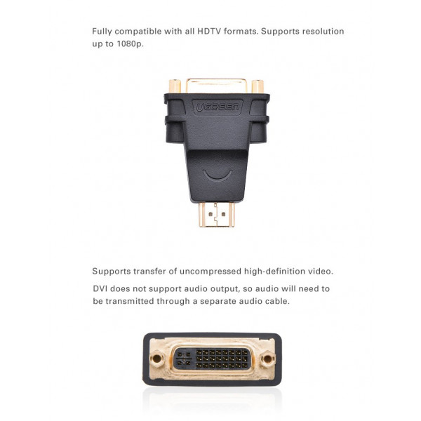 Фото - Переходник UGREEN HDMI Male to DVI (24+5) Female Adapter Black (20123)