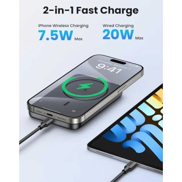 Фото - Батарея мобильная UGREEN Magnetic Wireless 10000 mAh 20W (PB561) Black (25919)