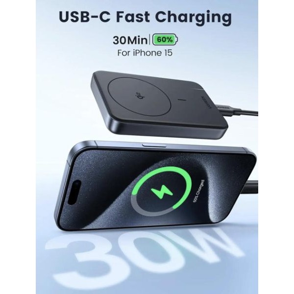 Фото - Батарея мобільна UGREEN Magnetic Wireless 10000mAh 30W QI2 (PB761) Black (45763)
