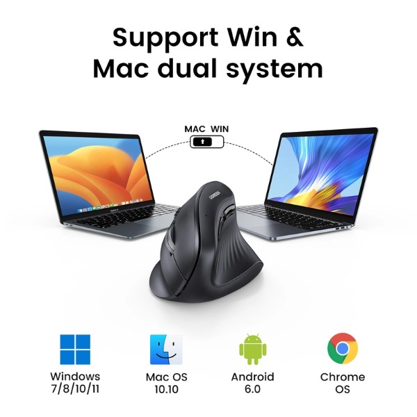 Фото - Миша бездротова UGREEN MU008 Multi-mode Vertical Mouse White (62756)