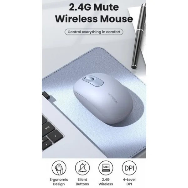 Фото - Миша бездротова UGREEN MU105 2.4 GHz Portable Wireless Mouse Blue (90671)