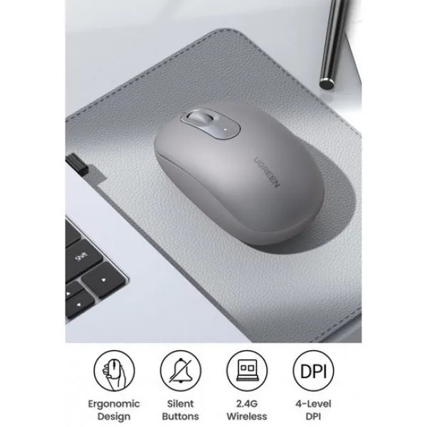 Фото - Миша бездротова UGREEN MU105 2.4 GHz Portable Wireless Mouse Gray (90669)