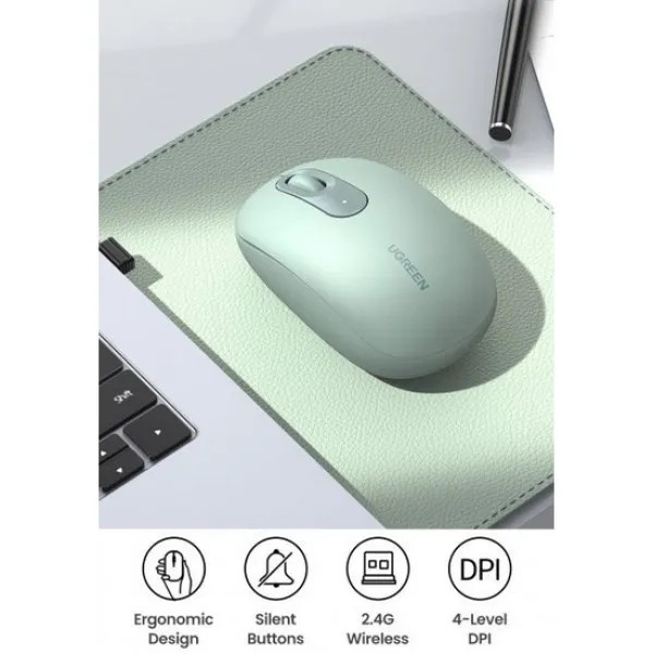 Фото - Мышь беспроводная UGREEN MU105 2.4 GHz Portable Wireless Mouse Green (90672)
