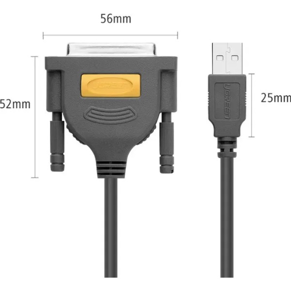 Фото - Кабель UGREEN US167 USB to DB25 Parallel Printer Cable 2 м Black (20224)