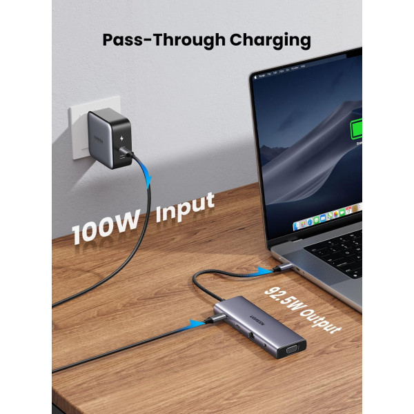 Фото - Хаб USB UGREEN CM498 USB-C Multifunction Adapter Gray (15601)