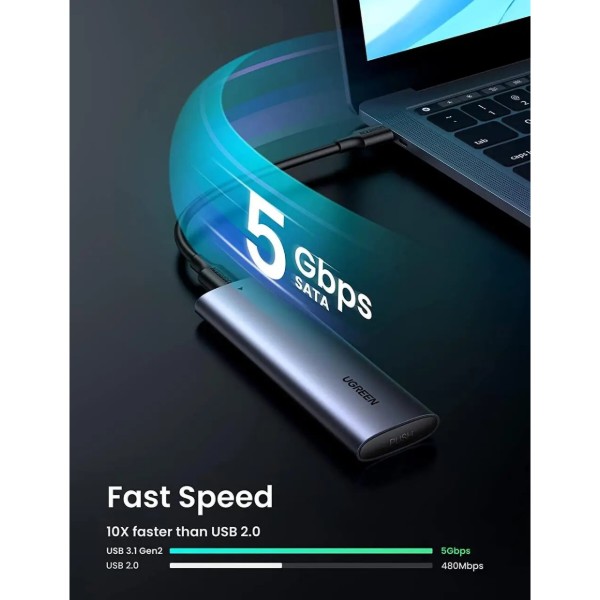 Фото - Зовнішня кишеня UGREEN USB-C to M.2 NGFF 5G Enclosure A TO C Cable 50cm (10903)