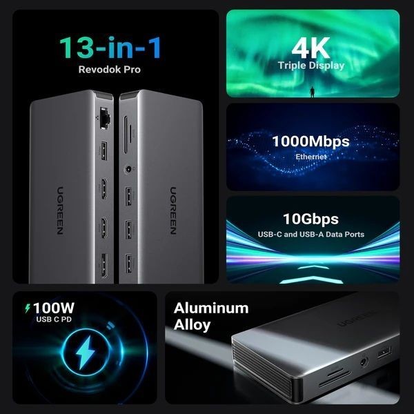 Фото - Хаб USB UGREEN USB3.2 Type-C --> HDMI 4xUSB-A 2xUSB-C3.2 100W CM681 (15978)