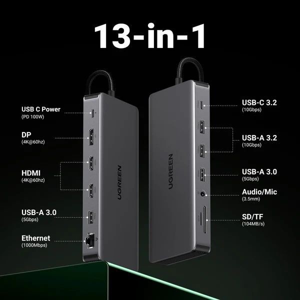 Фото - Хаб USB UGREEN USB3.2 Type-C --> HDMI 4xUSB-A 2xUSB-C3.2 100W CM681 (15978)