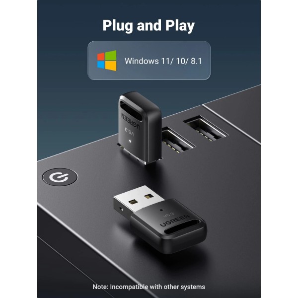 Фото - Адаптер мережі Bluetooth USB UGREEN CM591 Bluetooth 5.3 Black (90225)