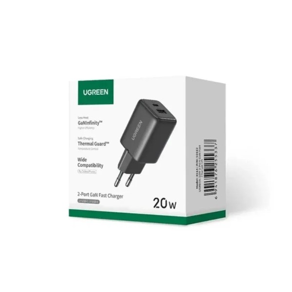 Фото - Мережевий зарядний пристрій UGREEN X514 USB-C+USB 20W GaN Fast Charger White (65006)