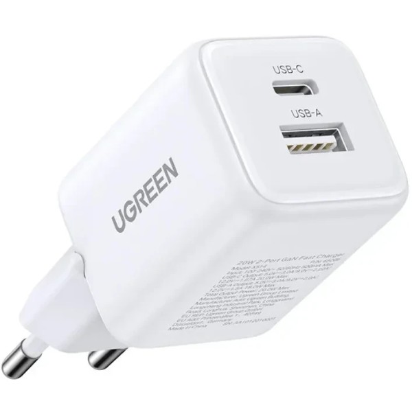 Фото - Мережевий зарядний пристрій UGREEN X514 USB-C+USB 20W GaN Fast Charger White (65006)