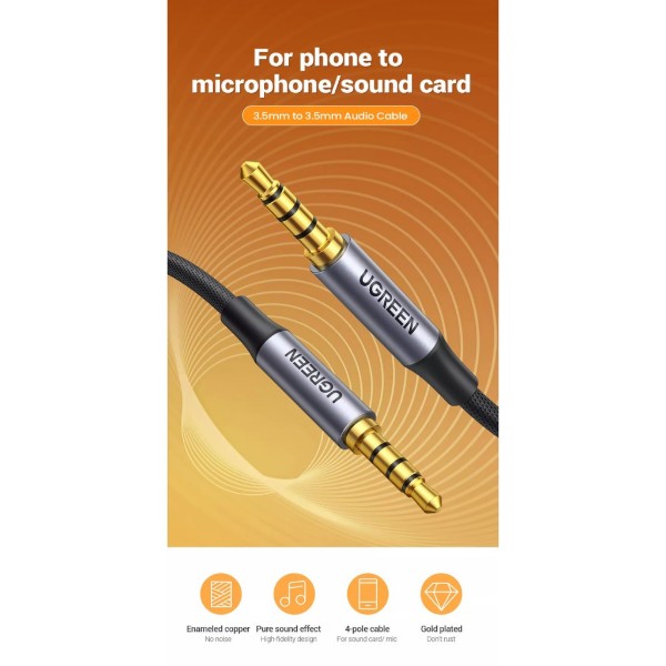 Фото - Кабель 3.5 мм -3.5 мм UGREEN AV183 3.5 mm to 3.5 mm Audio Cable 2 m Black 20782