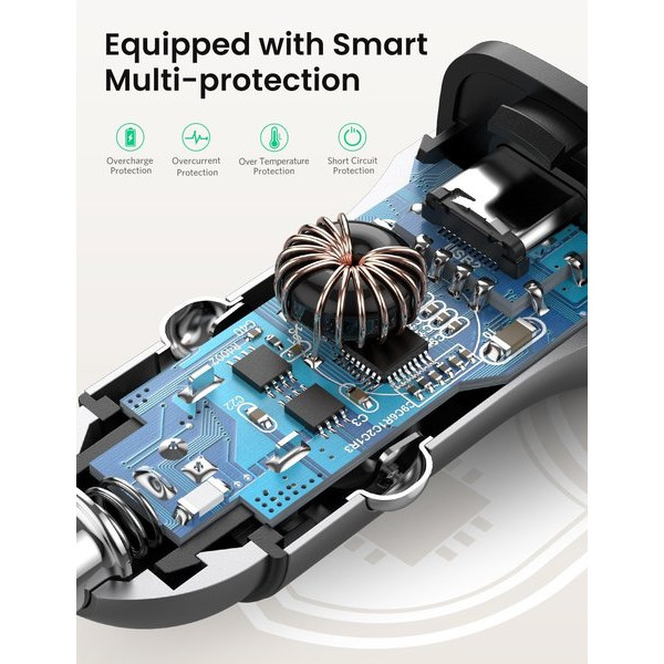 Фото - Автомобільний зарядний пристрій UGREEN CD130 20W USB + Type-C PD Charger Gray (30780)