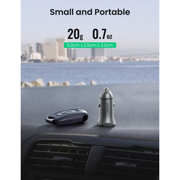 Фото - Автомобільний зарядний пристрій UGREEN CD130 20W USB + Type-C PD Charger Gray (30780)